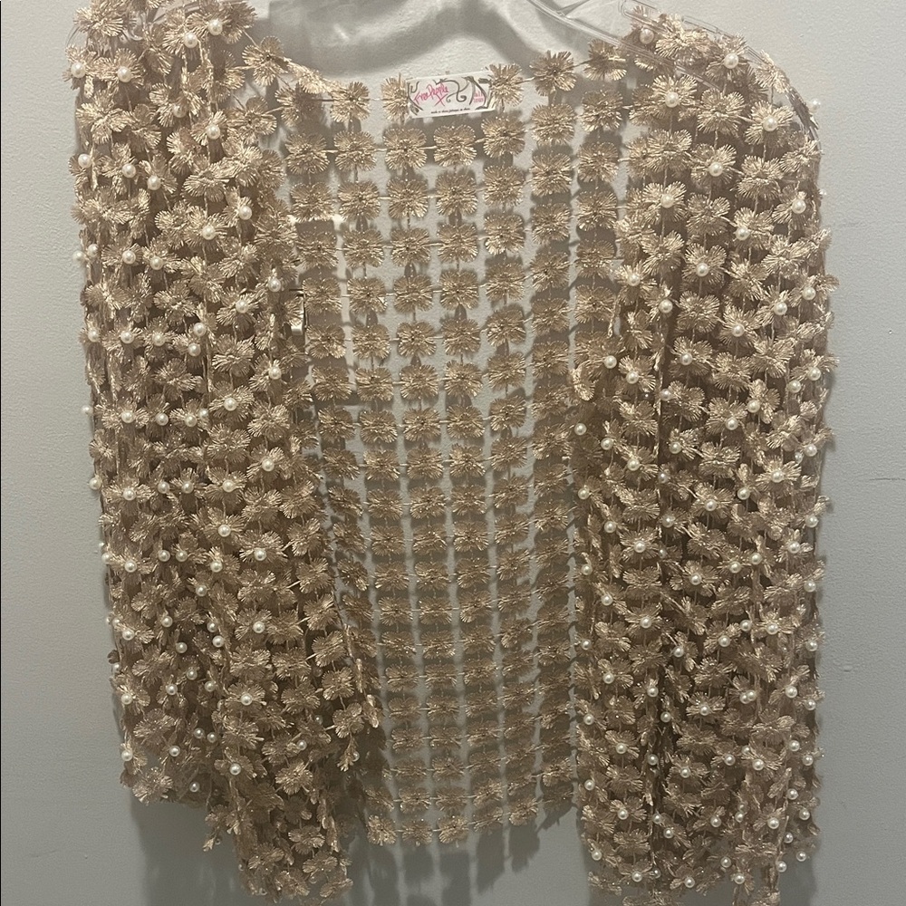 Free People Metallic Floral Crochet shawl. Very glamorous for the holidays. One